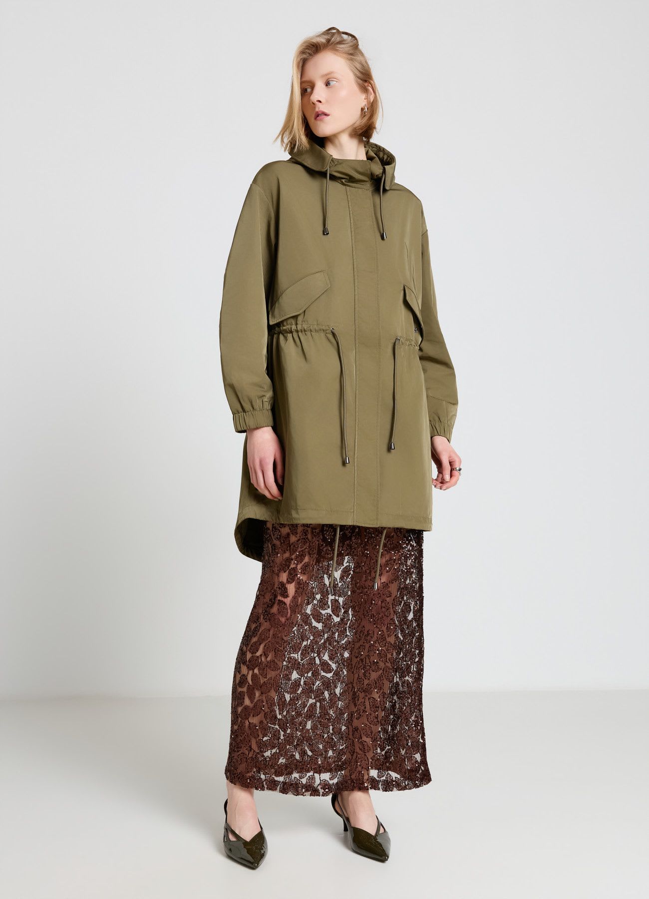 Parka con cappuccio e coulisse