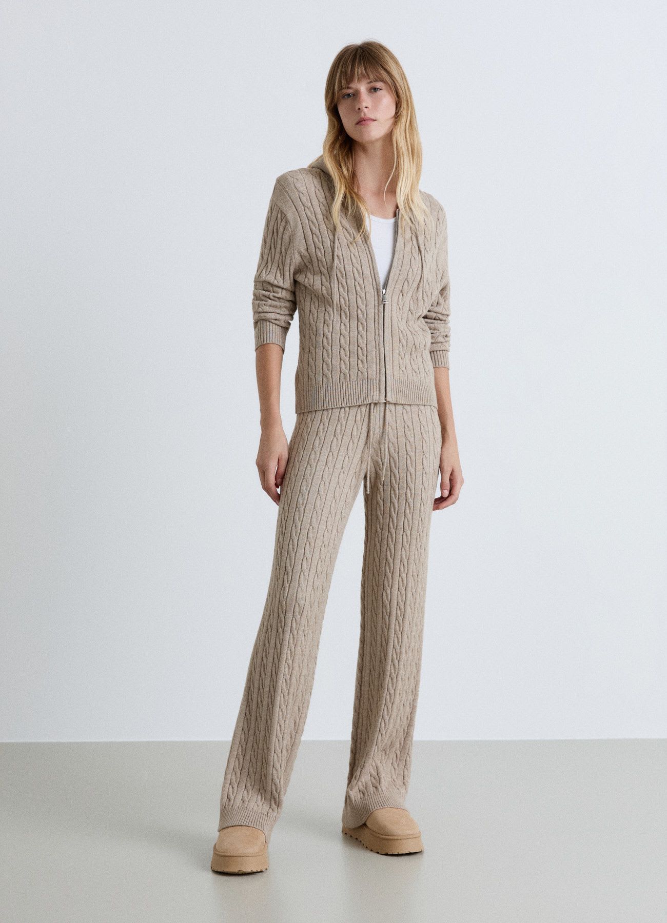 Pantaloni ginnici lunghi palazzo a trecce con coulisse