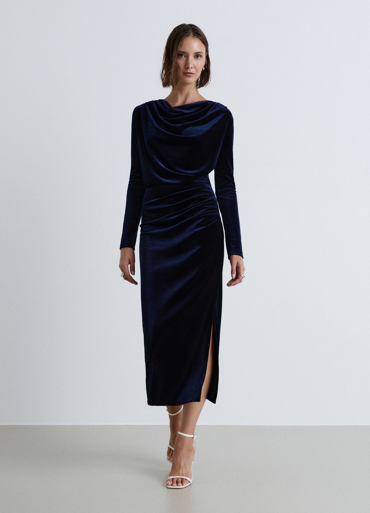 Vestito midi drappeggiato in ciniglia