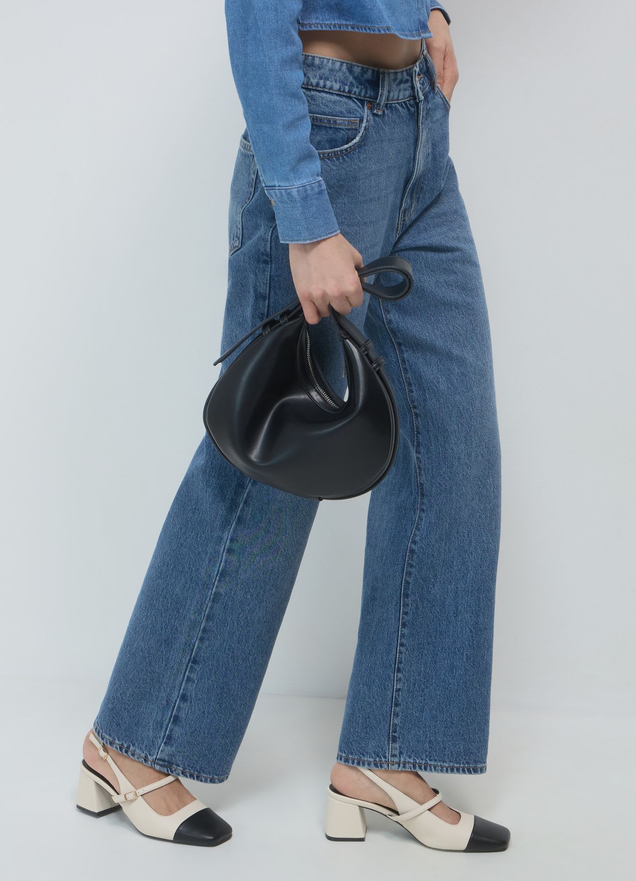 Décolleté slingback punta a contrasto