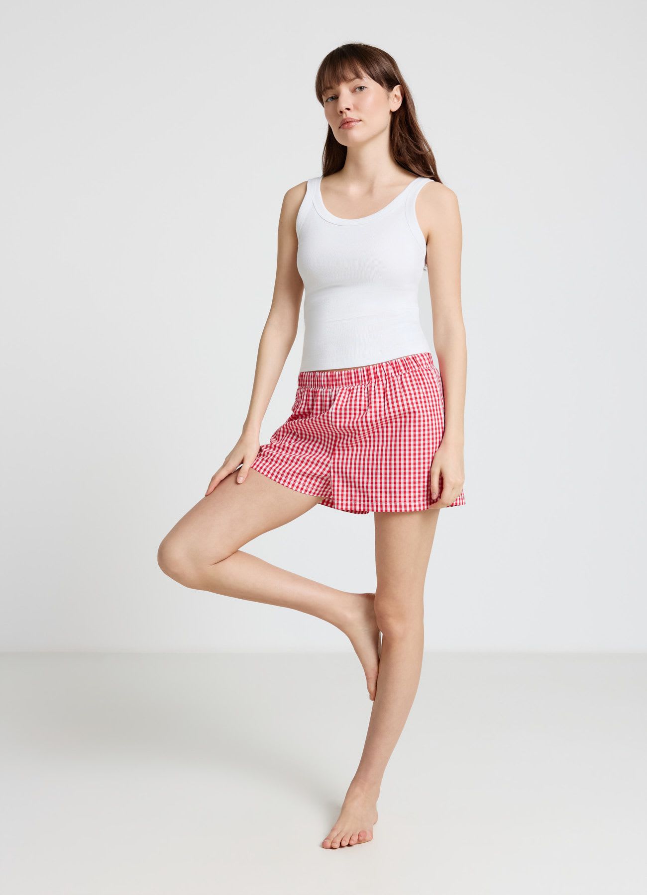 Set pigiama con canotta e shorts a quadri vichy