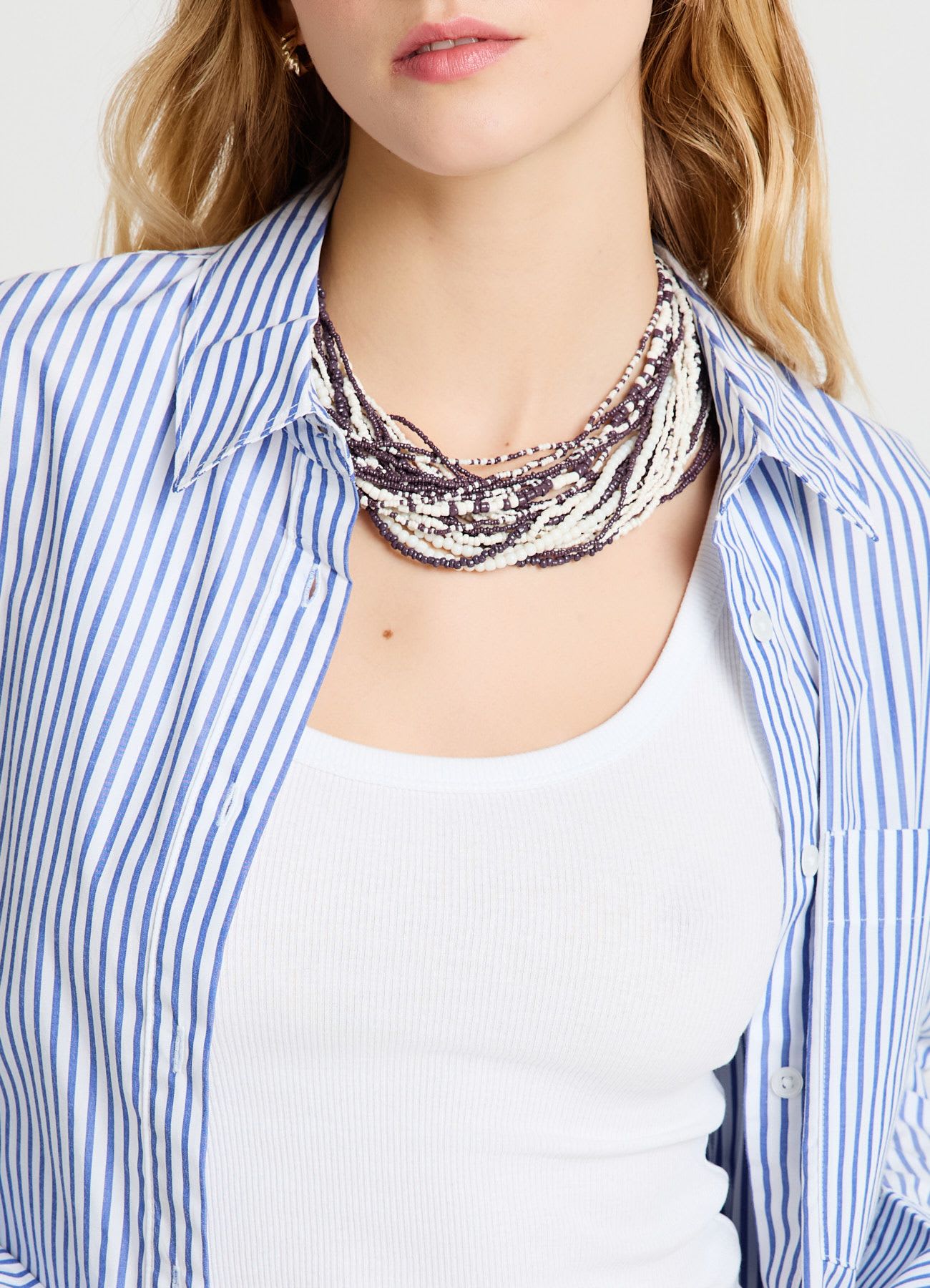 Collana girocollo con fili di perline