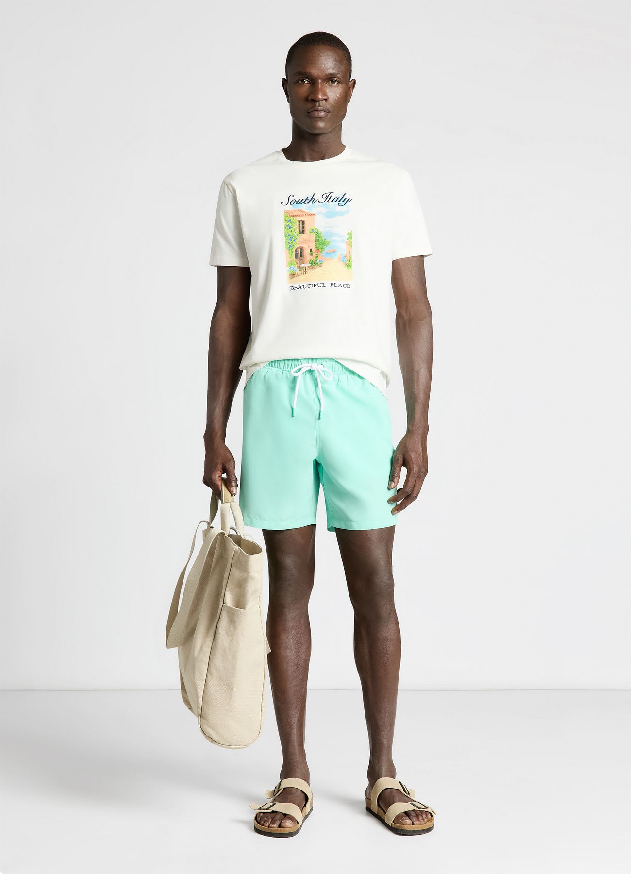 Pantaloncini mare a tinta unita con coulisse