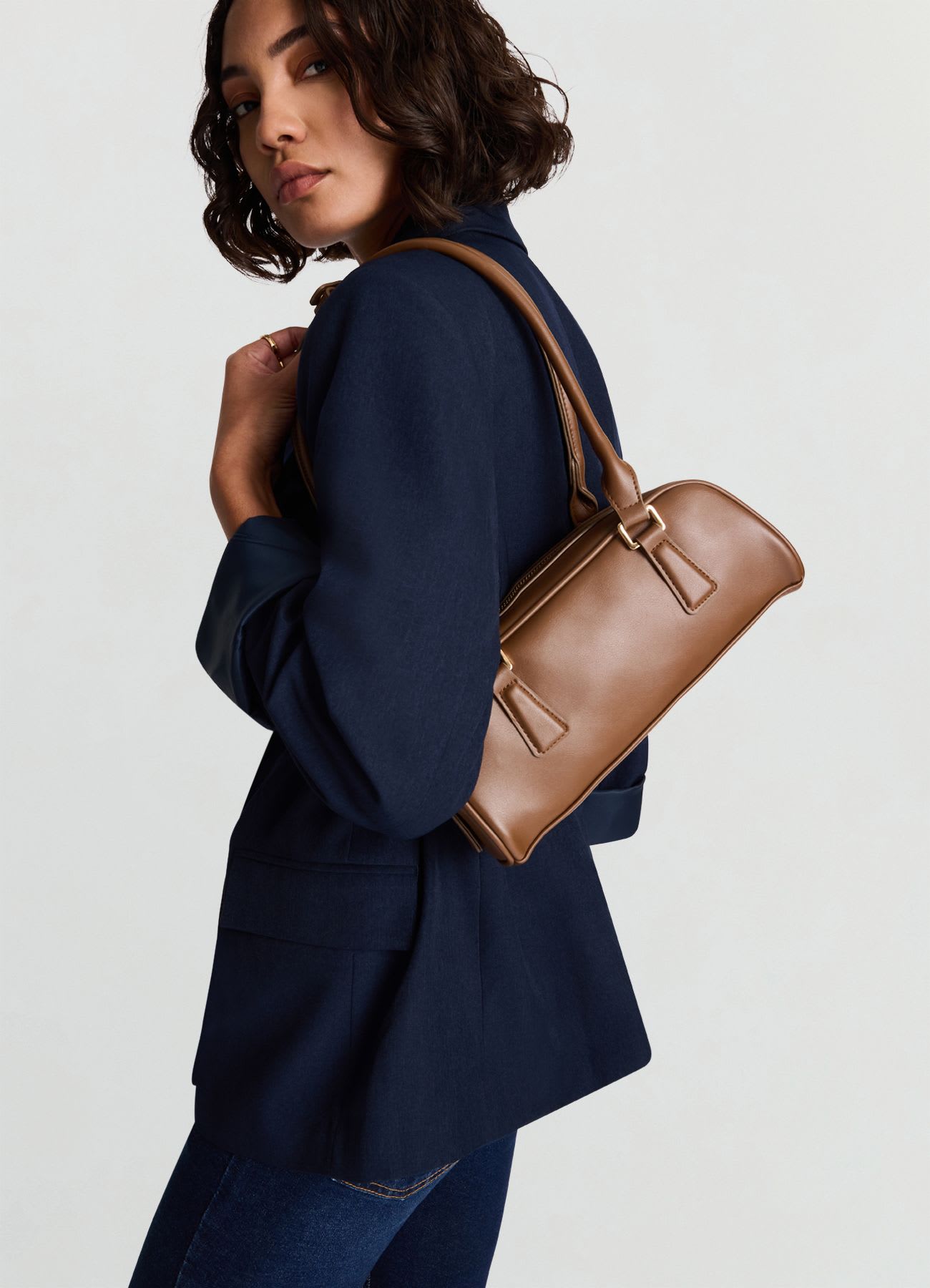 Borsa a bauletto effetto pelle