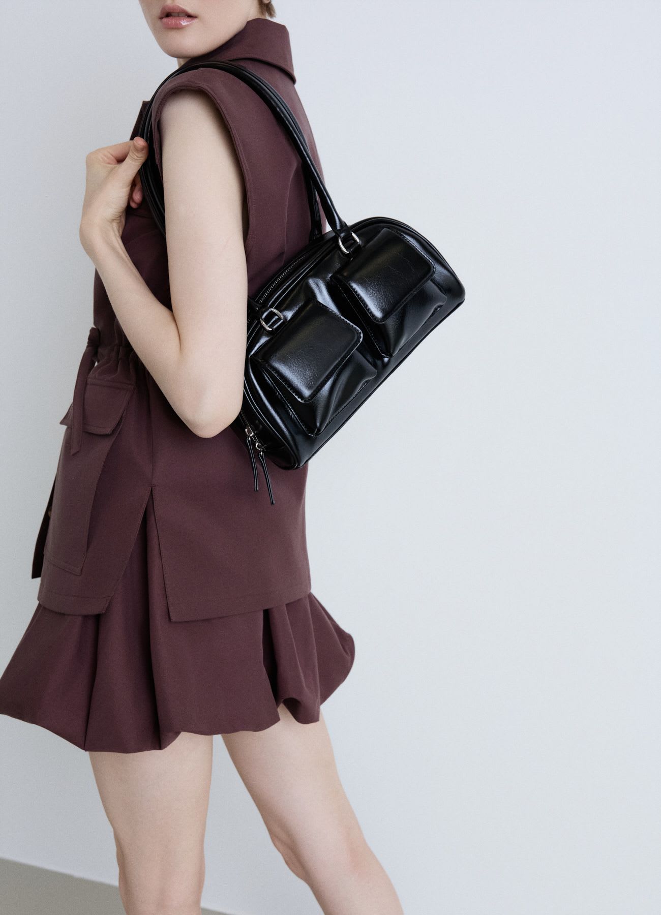 Borsa bowling con tasche applicate