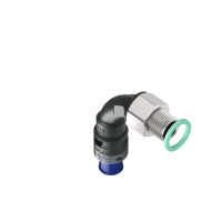 M8BBN10P09 Raccordo in poliammide a 90° senza spigoli interni con filetto in metallo girevole IP68