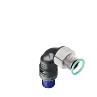 M8BBN12P11 Raccordo in poliammide a 90° senza spigoli interni con filetto in metallo girevole IP68