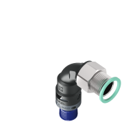 M8BBN12P13 Raccordo in poliammide a 90° senza spigoli interni con filetto in metallo girevole IP68