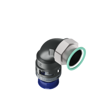 M8BBN29P29 Raccordo in poliammide a 90° senza spigoli interni con filetto in metallo girevole IP68
