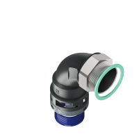 M8BBN36P36 Raccordo in poliammide a 90° senza spigoli interni con filetto in metallo girevole IP68