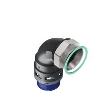 M8BBN48M63 Raccordo in poliammide a 90° senza spigoli interni con filetto in metallo girevole IP68
