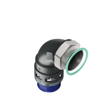 M8BBN48P48 Raccordo in poliammide a 90° senza spigoli interni con filetto in metallo girevole IP68