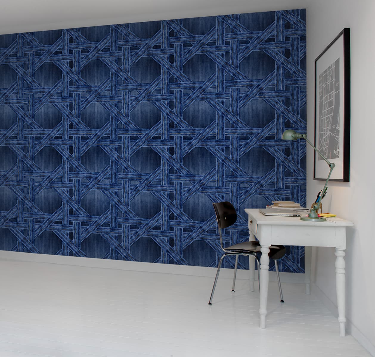tropical plains denim wallpaper