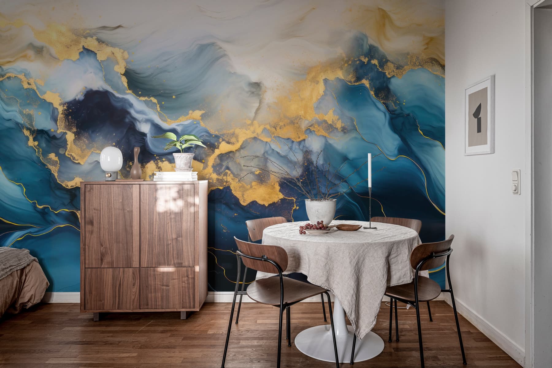 blue and gold textured wallpaper