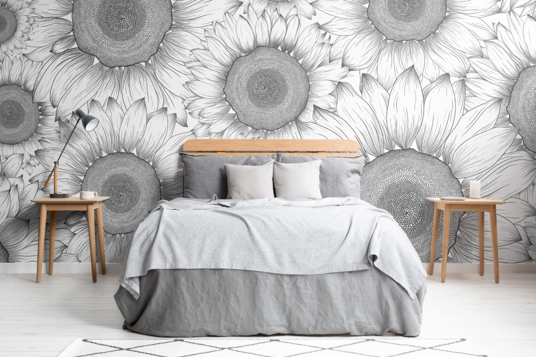 sunflower wallpaper bedroom