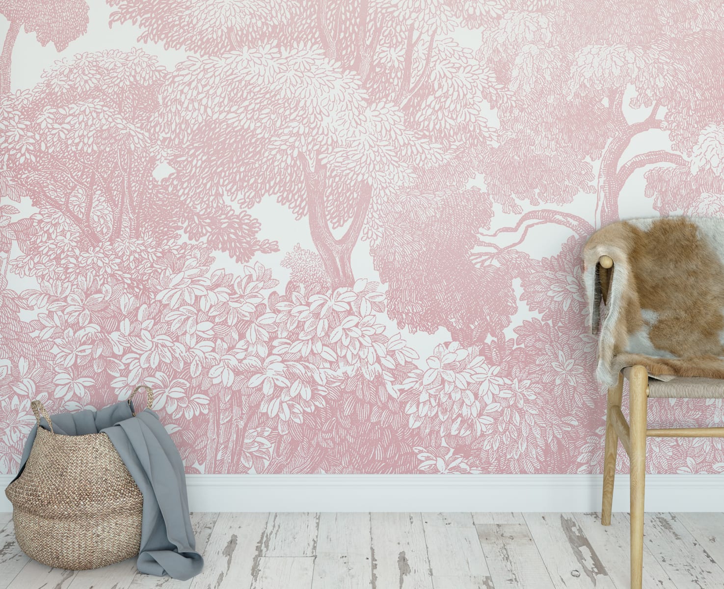 Pink Minimalist Floral Prints Wallpaper R7973 – Walls Republic US