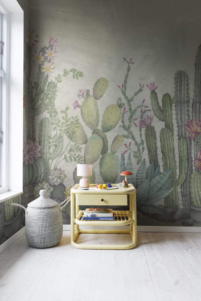 Papel pintado infantil con lindo erizo y cactus de acuarela, Mural de pared,  Peel and Stick, Autoadhesivo, Extraíble, Decoración de pared floral -   España