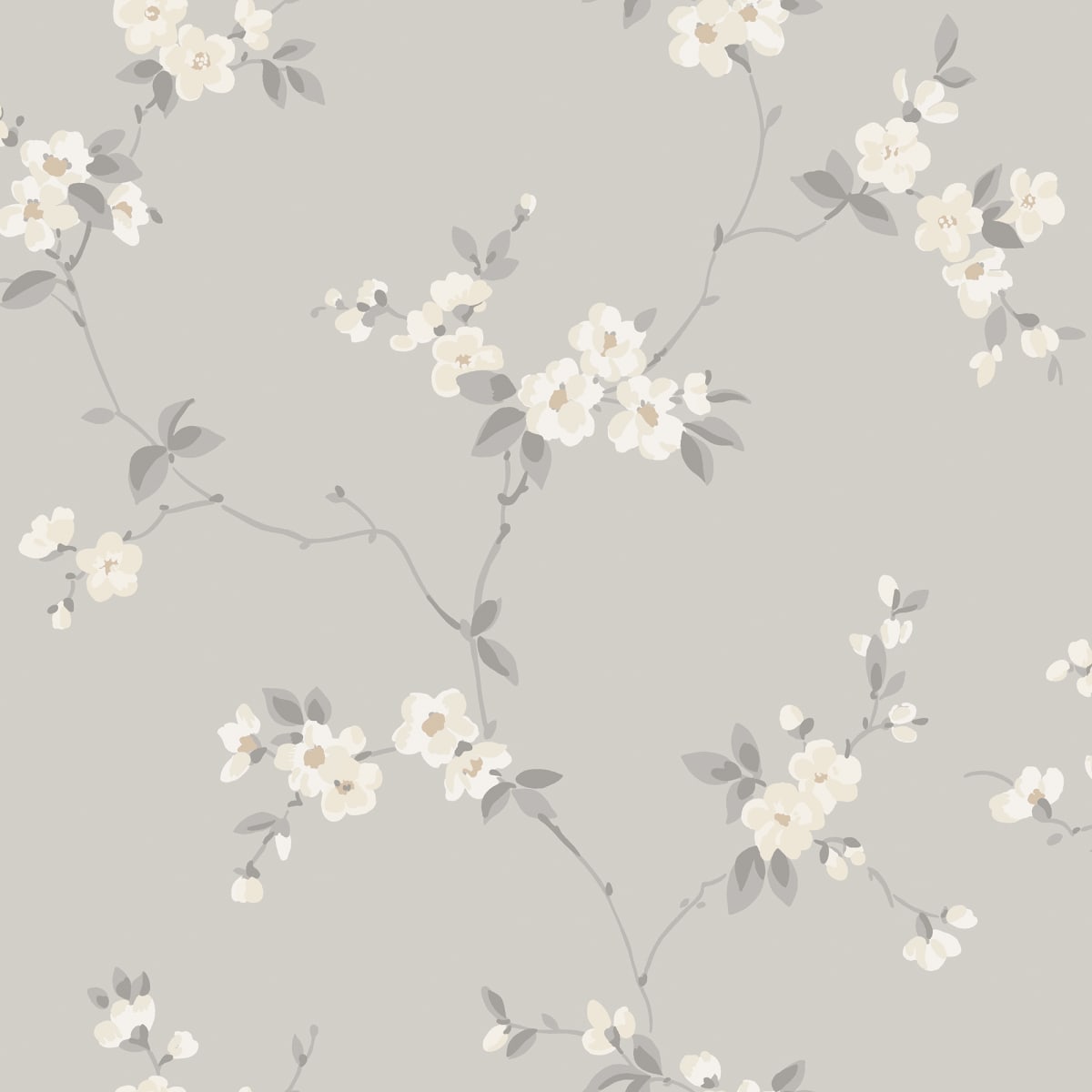  Grey Floral Wallpaper