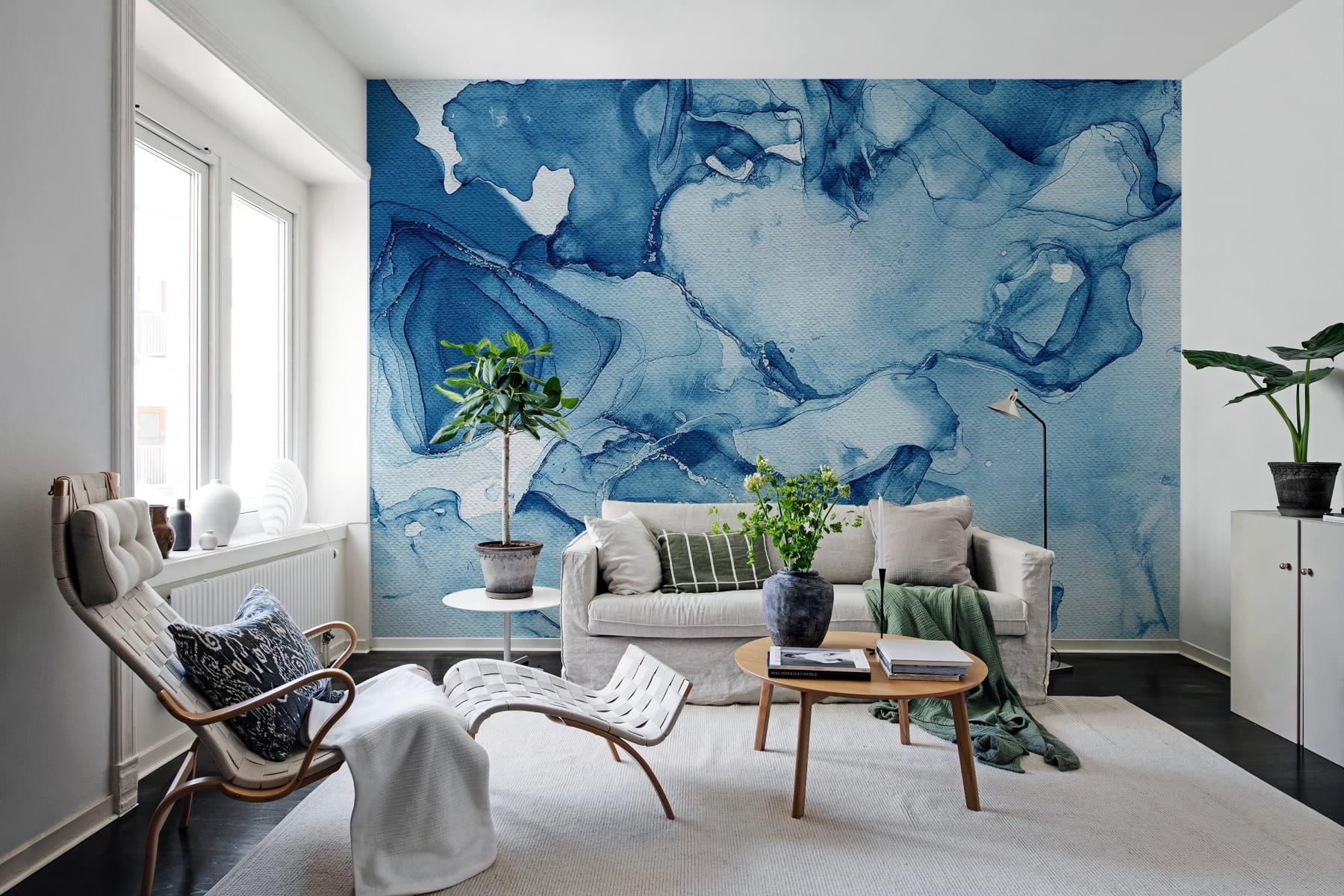 Blue Watercolor Pattern Wallpaper for Walls