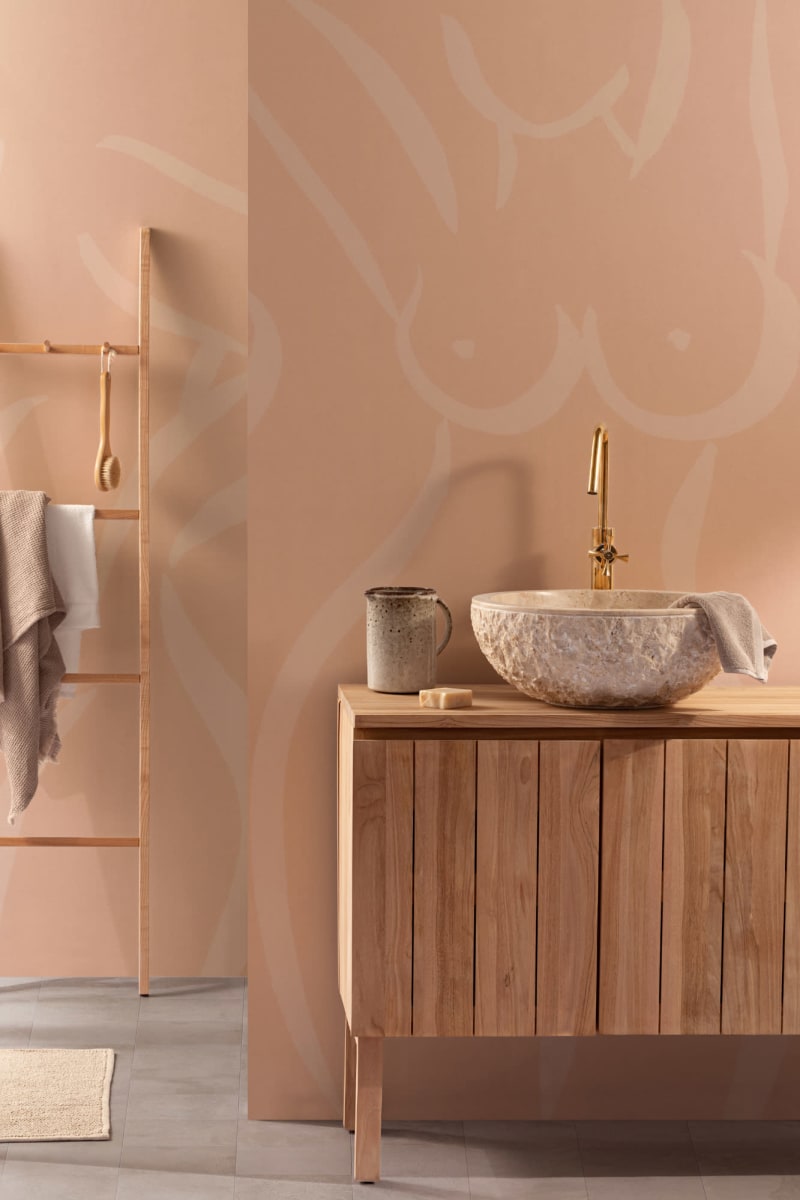 Peach Fuzz Nude Woman Figure Drawing Wall Mural - Hovia