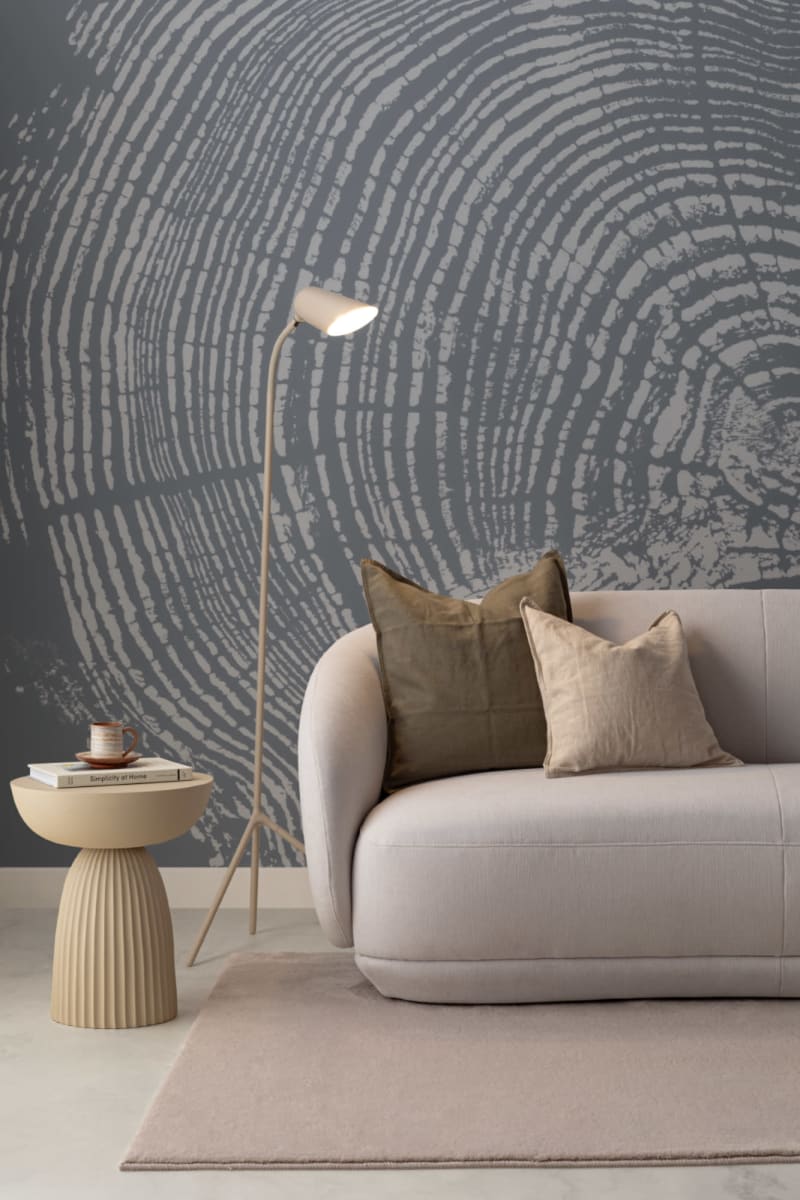 Blue & Gray Wood Grain Print Wallpaper Mural - Hovia