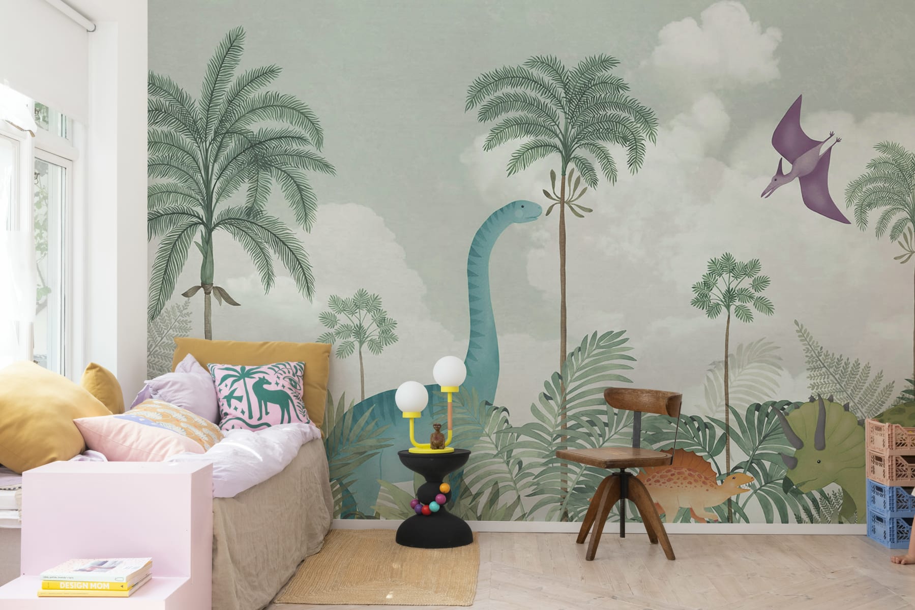 Dinosaur World, Light Green Wallpaper Rebel Walls