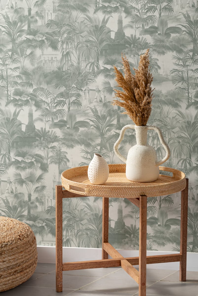 Vintage Tropical Temple Wallpaper - Hovia