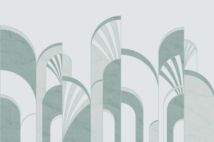 Green Art Deco Arches Print Wallpaper Mural - Hovia Green Art Deco Arches Print Wallpaper Mural - Hovia