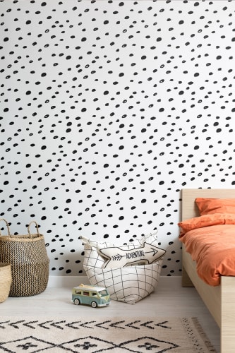 Black & White Spotty Speckle Wallpaper Mural - Hovia
