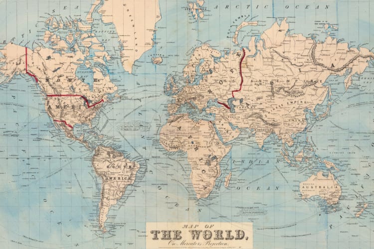 額装品/Old World Map Blue/ポスター Amazon.com: Framed 'Old World Map Blue' Gallery-Wrapped