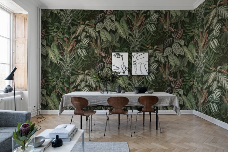 Monkeys play in this nighttime jungle wallpaper