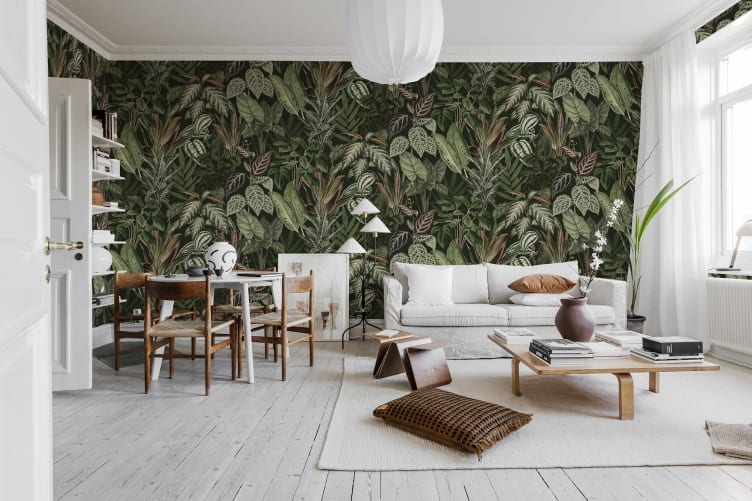 Monkeys play in this nighttime jungle wallpaper