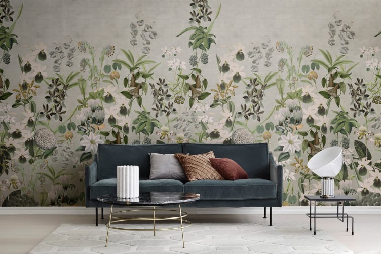 Gray wildflower mural