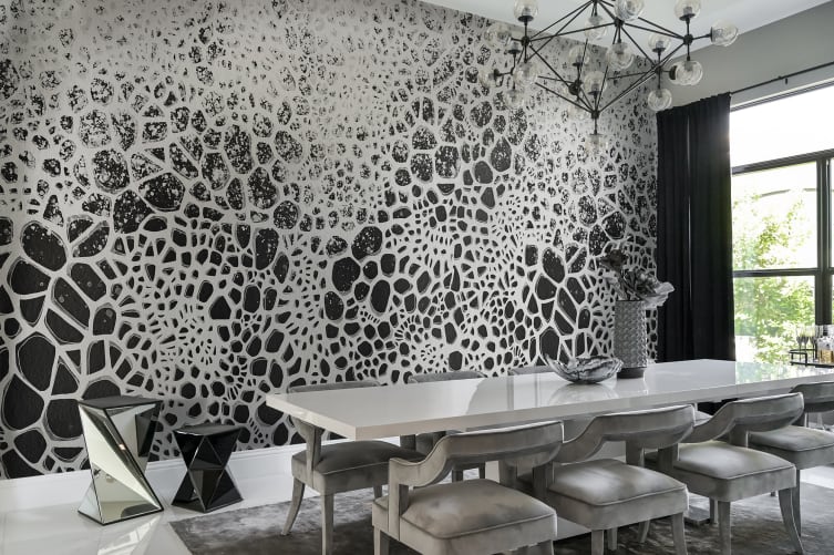 A sheer wall mural with hand-drawn bubbles