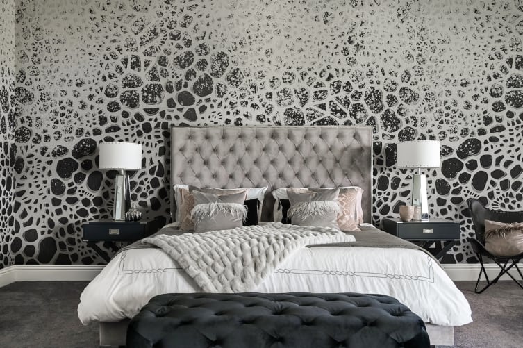 A sheer wall mural with hand-drawn bubbles