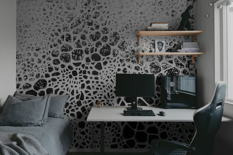 A sheer wall mural with hand-drawn bubbles