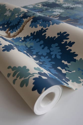 green and blue patterned wallpaper