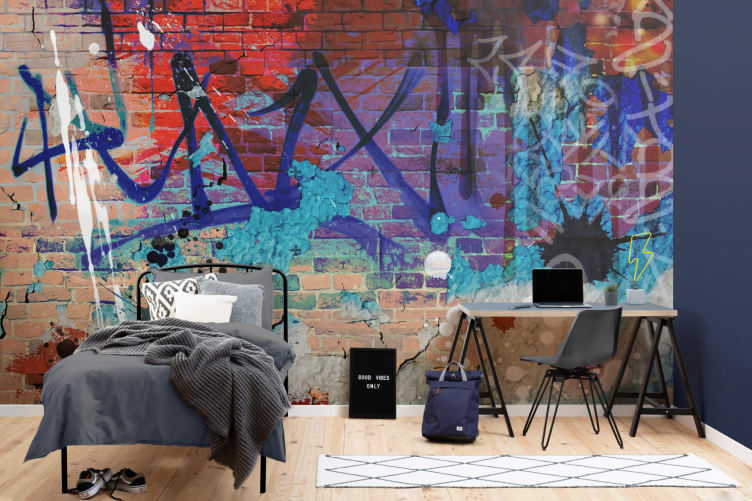 brick wall graffiti wallpaper