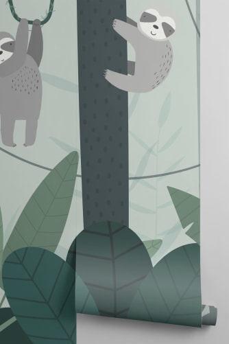 Cute Illustrated Sloth Wallpaper Mural Hovia