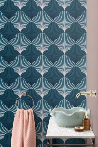 light blue art deco wallpaper