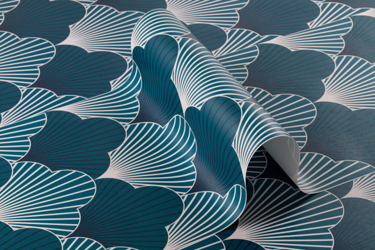 light blue art deco wallpaper