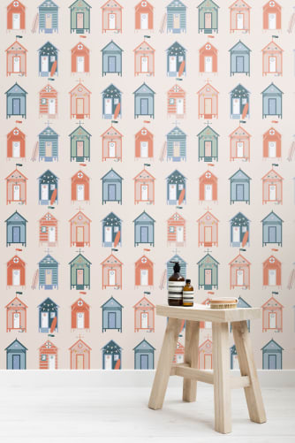 wallpaper with beach huts