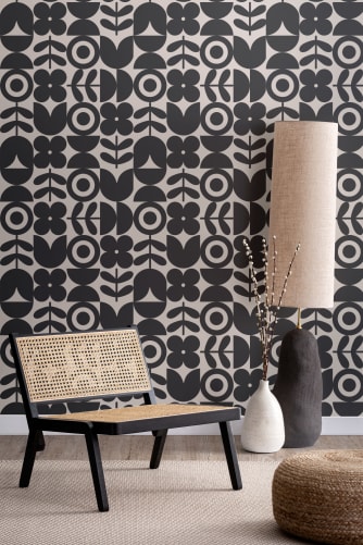 black and grey patterned wallpaper