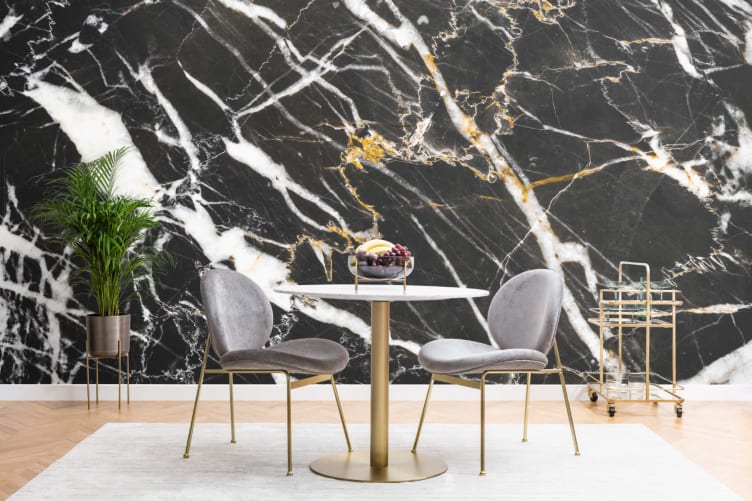 black and white marble effect wallpaper