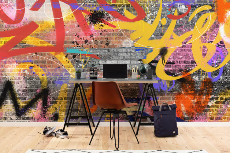 brick graffiti wallpaper