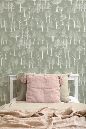 green and ivory wallpaper