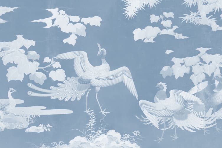 peacock blue floral wallpaper