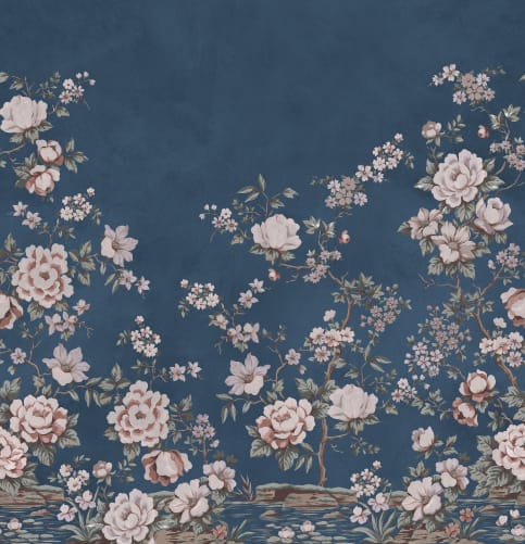 navy blue wallpaper floral