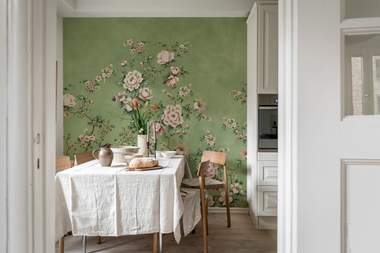dining room wallpaper green