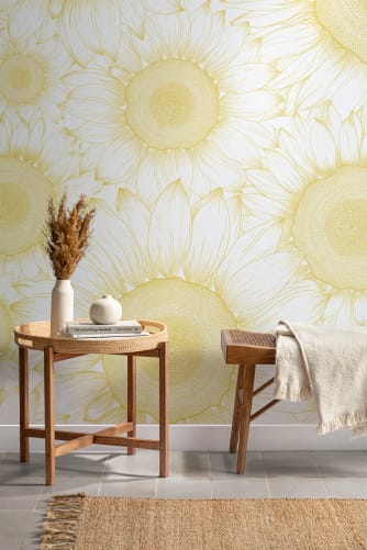 sunflower wallpaper bedroom